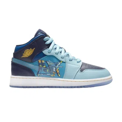 Pre-owned Air Jordan 1 Mid Gs 'fly' | Blue | Kid's Size 3.5