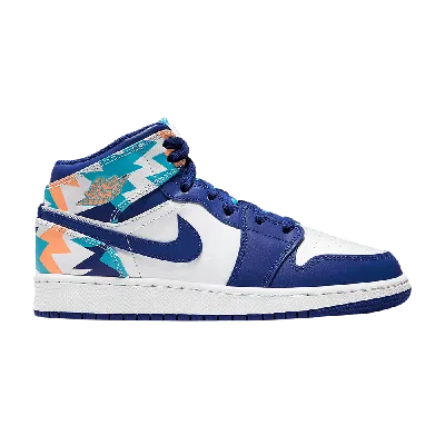 Pre-owned Air Jordan 1 Mid Gs 'geometric Pint' In Blue