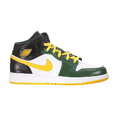 Pre-owned Air Jordan 1 Mid Gs 'gorge Green Gold'
