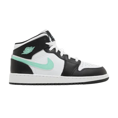 Pre-owned Air Jordan 1 Mid Gs 'green Glow' | White | Kid's Size 6.5
