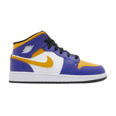 Pre-owned Air Jordan 1 Mid Gs 'lakers' | Purple | Kid's Size 6.5