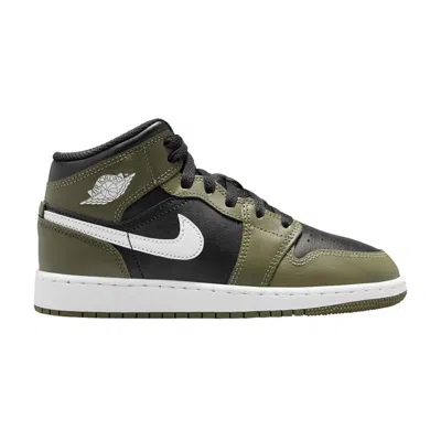 Pre-owned Air Jordan 1 Mid Gs 'medium Olive' | Green | Kid's Size 3.5