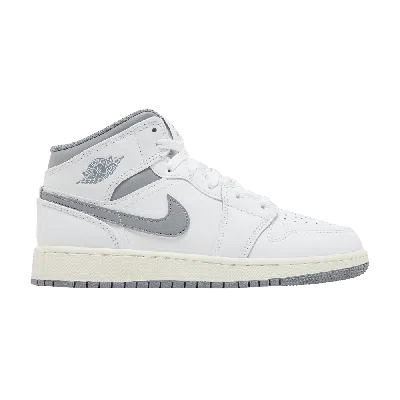 Pre-owned Air Jordan 1 Mid Gs 'neutral Grey' In White