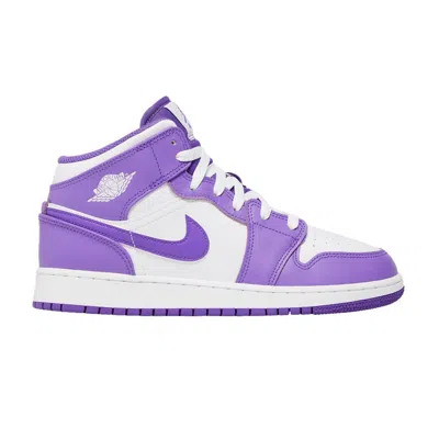 Pre-owned Air Jordan 1 Mid Gs 'purple Venom' | Kid's Size 5.5