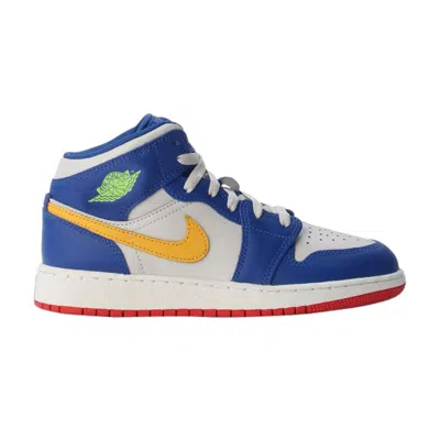 Pre-owned Air Jordan 1 Mid Gs 'racer Blue Red Gold' | Kid's Size 5.5