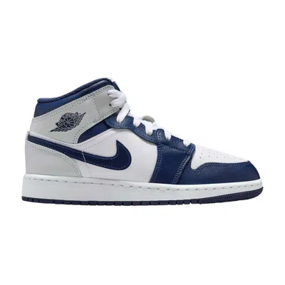Pre-owned Air Jordan 1 Mid Gs 'smoke Grey Obsidian' | Blue | Kid's Size 4.5