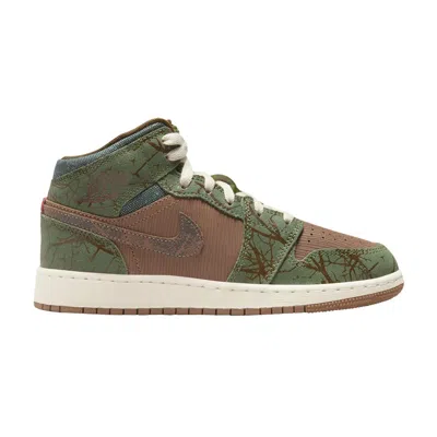 Pre-owned Air Jordan 1 Mid Gs 'treeline' | Brown | Kid's Size 4