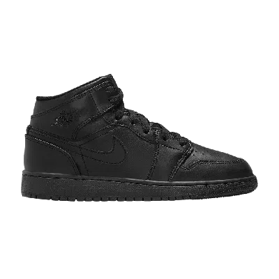 Pre-owned Air Jordan 1 Mid Gs 'triple Black' 2022