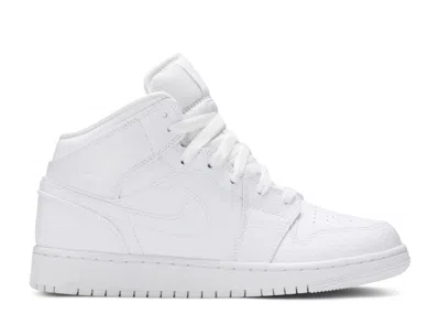 Air Jordan 1 Mid Gs 'triple White Tumbled Leather' 2020
