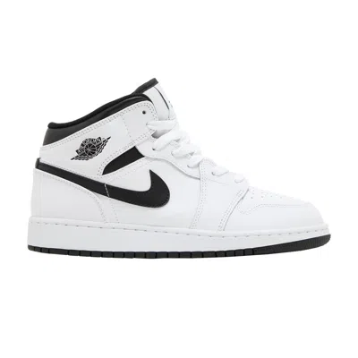 Pre-owned Air Jordan 1 Mid Gs 'white Black' | Kid's Size 3.5
