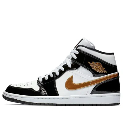 Air Jordan 1 Mid Patent 'black Gold' In Multi