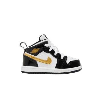 Pre-owned Air Jordan 1 Mid Patent Se Td 'black Gold' | Infant Size 9