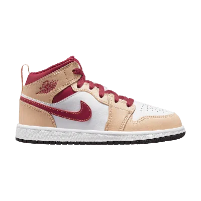 Pre-owned Air Jordan 1 Mid Ps 'light Curry Cardinal Red' In Cream