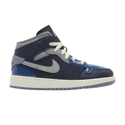 Pre-owned Air Jordan 1 Mid Se Craft Gs 'inside Out - Obsidian' | Blue | Kid's Size 4