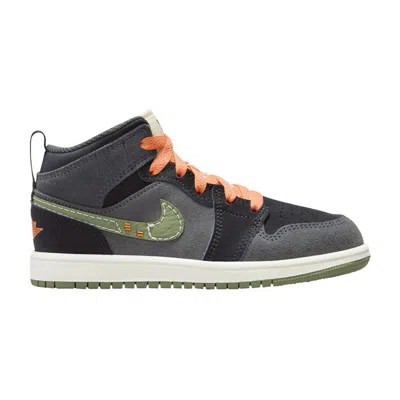 Pre-owned Air Jordan 1 Mid Se Craft Ps 'anthracite Light Olive' | Black | Kid's Size 13.5