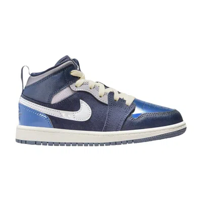 Pre-owned Air Jordan 1 Mid Se Craft Ps 'inside Out - Obsidian' | Blue | Kid's Size 1.5
