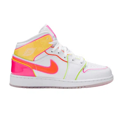 Pre-owned Air Jordan 1 Mid Se Gs 'edge Glow' | White | Kid's Size 7