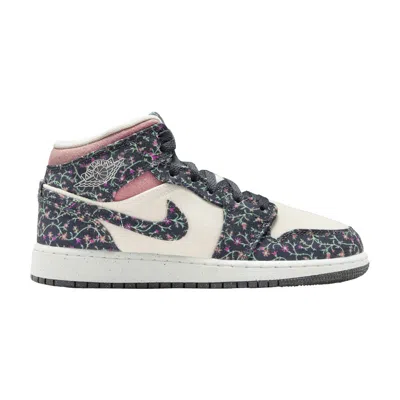 Pre-owned Air Jordan 1 Mid Se Gs 'floral' | Black | Kid's Size 4