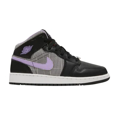 Pre-owned Air Jordan 1 Mid Se Gs 'houndstooth' | Black | Kid's Size 3.5
