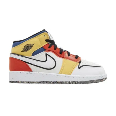 Pre-owned Air Jordan 1 Mid Se Gs 'multi-color Canvas' | White | Kid's Size 6