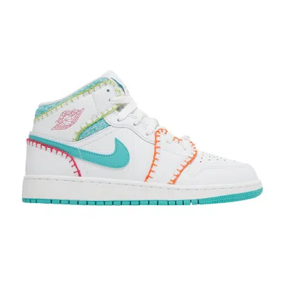 Pre-owned Air Jordan 1 Mid Se Gs 'multi Knit' | White | Kid's Size 4.5