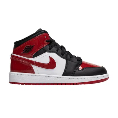 Pre-owned Air Jordan 1 Mid Se Gs 'patent Bred Toe' | Kid's Size 3.5 In Red
