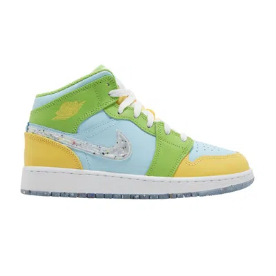Pre-owned Air Jordan 1 Mid Se Gs 'recycled Grind' | Blue | Kid's Size 5.5