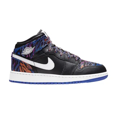 Pre-owned Air Jordan 1 Mid Se Gs 'tiger Stripe' | Black | Kid's Size 5.5