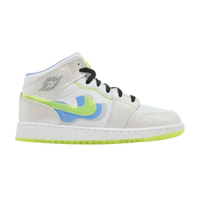 Pre-owned Air Jordan 1 Mid Se Gs 'warped Swoosh' | White | Kid's Size 6