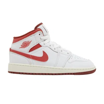 Pre-owned Air Jordan 1 Mid Se Gs 'white Dune Red' | Kid's Size 6