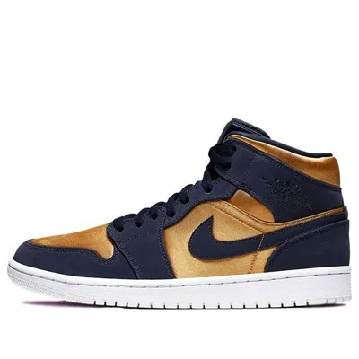 Air Jordan 1 Mid Se Premium 'stain Gold' In Blue