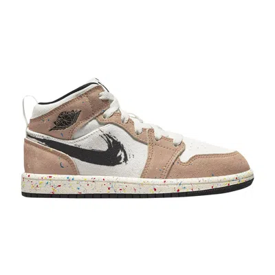 Pre-owned Air Jordan 1 Mid Se Ps 'brushstroke Paint Splatter' | White | Kid's Size 2.5