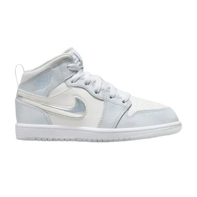 Pre-owned Air Jordan 1 Mid Se Ps 'glitter Swoosh' | Blue | Kid's Size 13.5