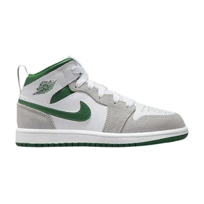 Pre-owned Air Jordan 1 Mid Se Ps 'grey Pine Green' | White | Kid's Size 2