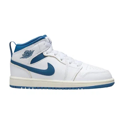Pre-owned Air Jordan 1 Mid Se Ps 'industrial Blue' | White | Kid's Size 13