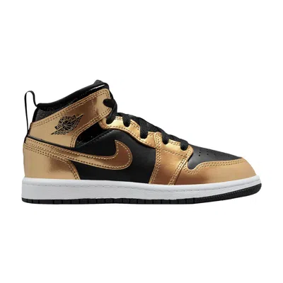 Pre-owned Air Jordan 1 Mid Se Ps 'metallic Gold Black' | Kid's Size 3