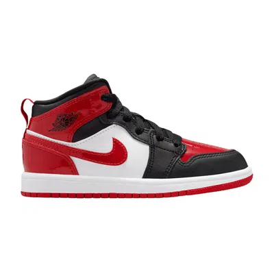 Pre-owned Air Jordan 1 Mid Se Ps 'patent Bred Toe' | Kid's Size 1 In Red