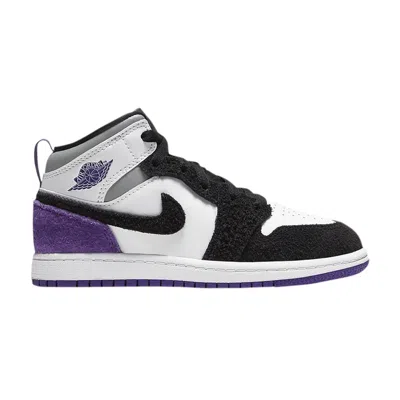 Pre-owned Air Jordan 1 Mid Se Ps 'varsity Purple' | White | Kid's Size 2.5