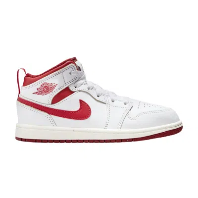 Pre-owned Air Jordan 1 Mid Se Ps 'white Dune Red' | Kid's Size 12.5