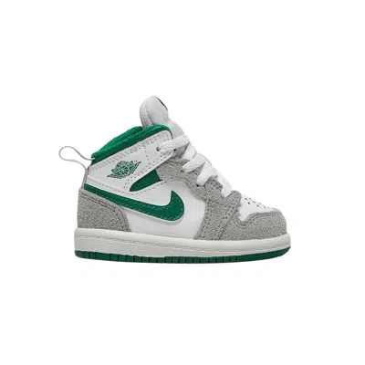 Pre-owned Air Jordan 1 Mid Se Td 'grey Pine Green' | White | Infant Size 6