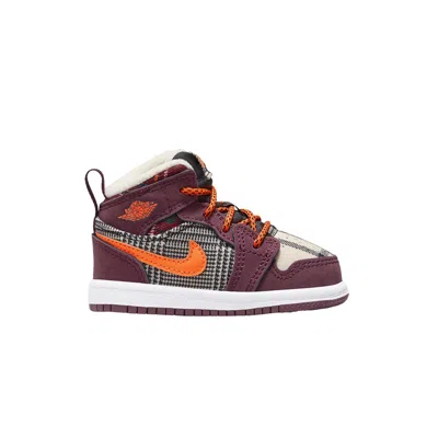 Pre-owned Air Jordan 1 Mid Se Td 'plaid' | Red | Infant Size 9