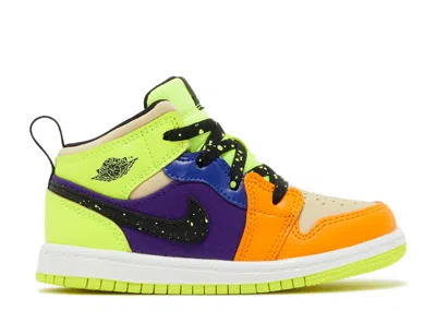 Air Jordan Babies'  1 Mid Se Td 'volt Vivid Orange' In Black