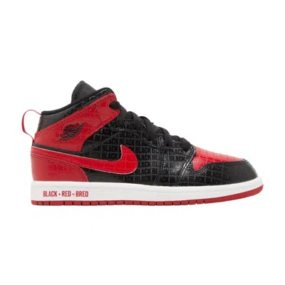 Pre-owned Air Jordan 1 Mid Ss Ps 'black + Red = Bred' | Kid's Size 2.5