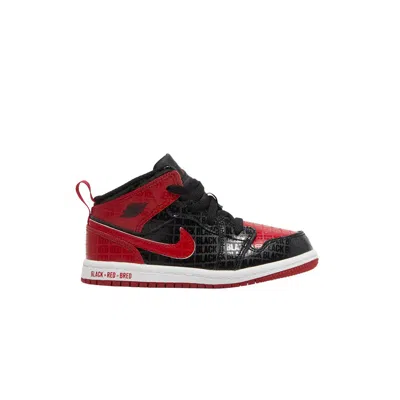 Pre-owned Air Jordan 1 Mid Ss Td 'black + Red = Bred' | Infant Size 2