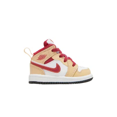 Pre-owned Air Jordan 1 Mid Td 'light Curry Cardinal Red' | Brown | Infant Size 7