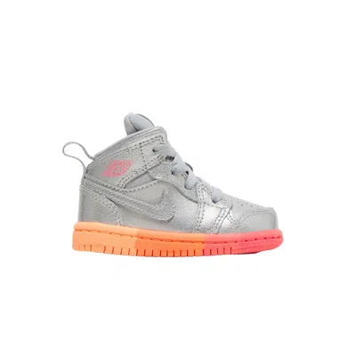 Pre-owned Air Jordan 1 Mid Td 'metallic Silver Pink Crimson' | Infant Size 10