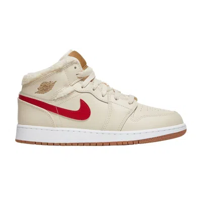 Pre-owned Air Jordan 1 Mid Utility Gs 'fleece' | Tan | Kid's Size 4 In Brown