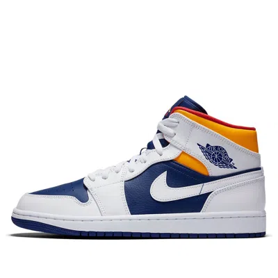 Air Jordan 1 Mid 'white Deep Royal Blue' In Neutral