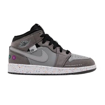 Pre-owned Air Jordan 1 Mid Wings Gs 'nyc Subway' | Grey | Kid's Size 6 In Gray
