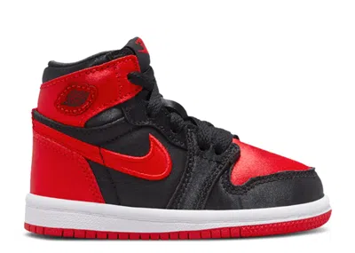 Air Jordan Babies'  1 Retro High Og Td 'satin Bred' 2023 In Red